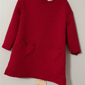 Red Quilted Dress w/ Heart Pockets- Cat & Jack 3T